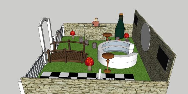 Alice in Wonderland CAD drawing for unique exhibition stand