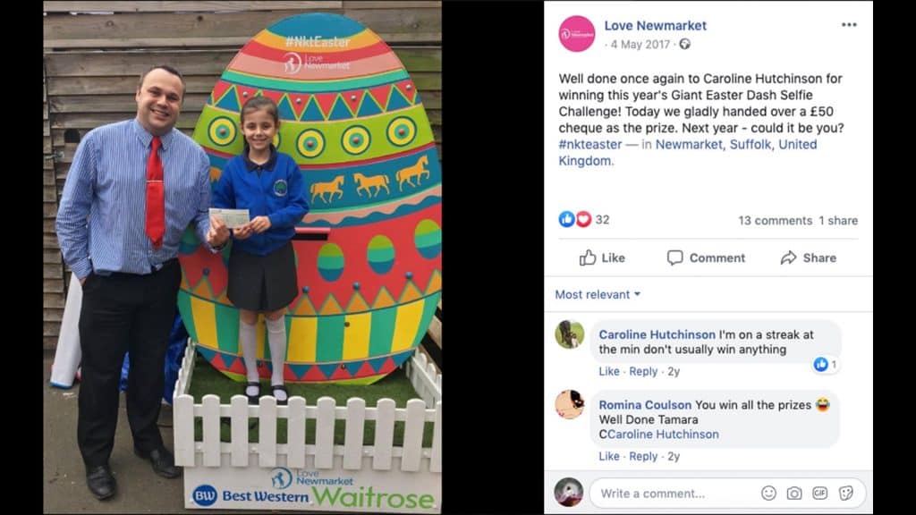 Love Newmarket Easter Event Facebook engagement from the public.