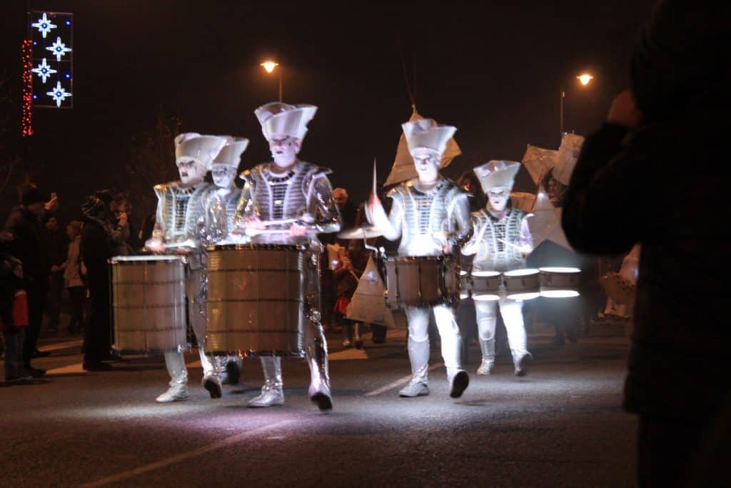 Our LED Drumming Troupe performing at the Christmas Street Parade we organised for Newmarket.
