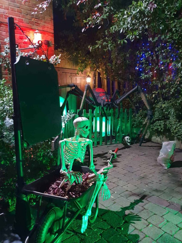 Bespoke Halloween Set Design we created on our client's driveway on Hampstead Way, London, next to Jonathan Ross' house.