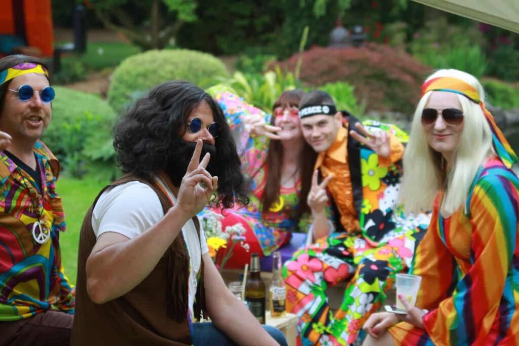 Guests interacting at our Private Garden Festival Party.