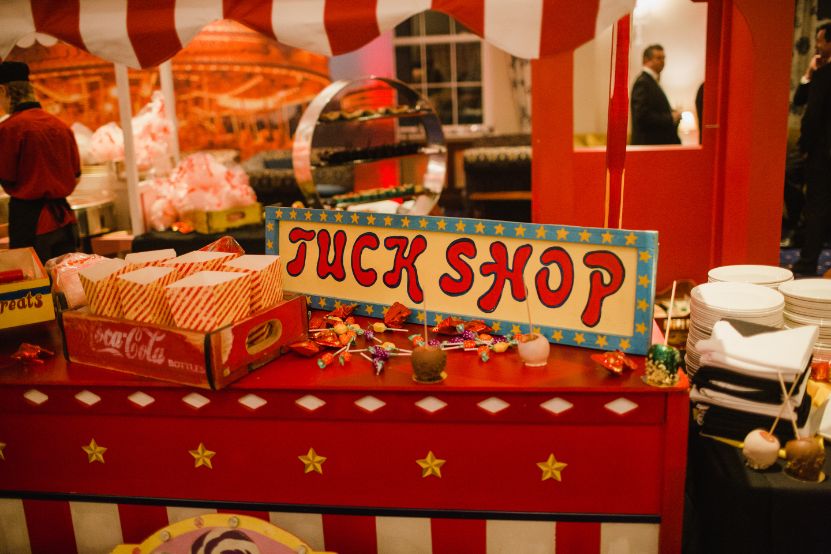Tuck Shop area we created inside Whittlebury Hall for the Renault Sports Christmas Party.