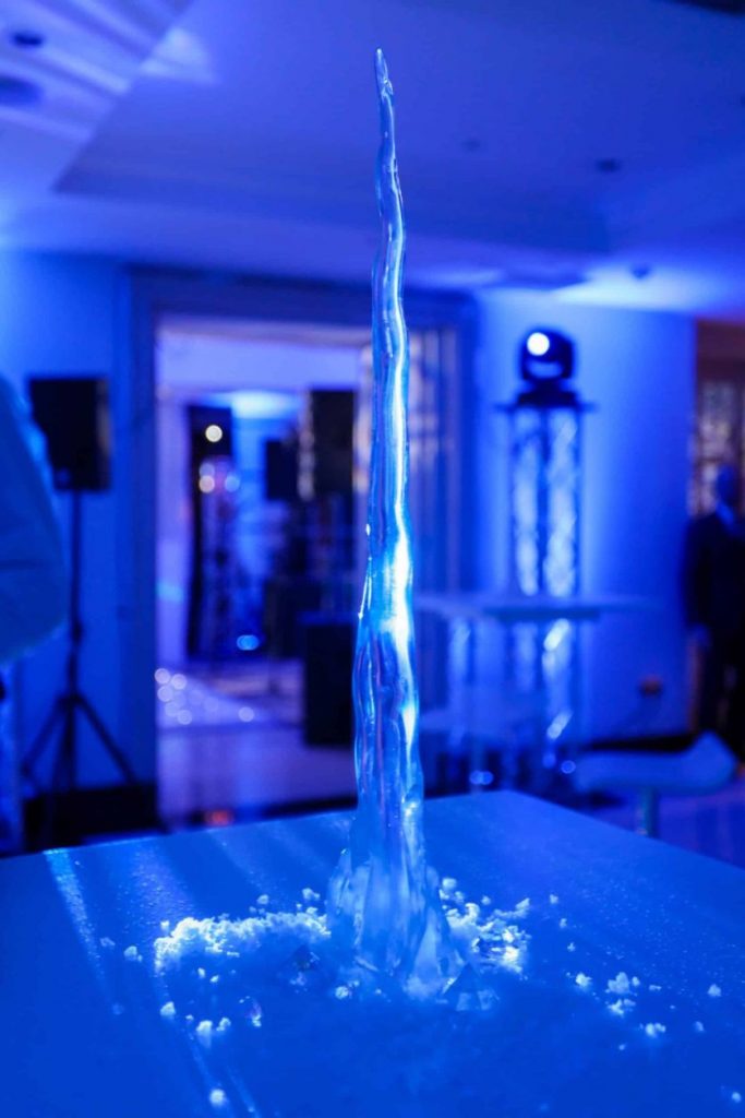 Bespoke Icicle Table Decoration we used on the tables throughout the Conrad Hotel event space to create the Winter Wonderland theme and add a finishing touch.