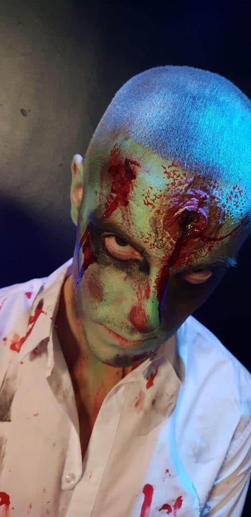 Scary Halloween entertainers and actors for company halloween event in Café De Paris.