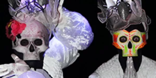 Day of the dead skeleton entertainers