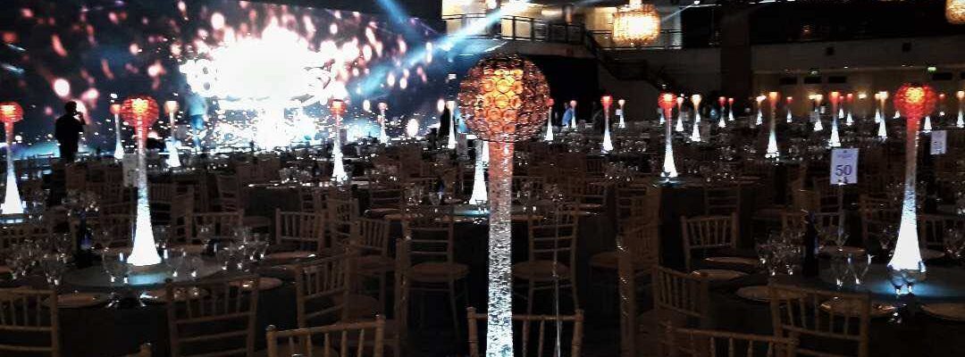 Tall crystal ball centrepiece for events. Tall crystal ball centrepiece for events.