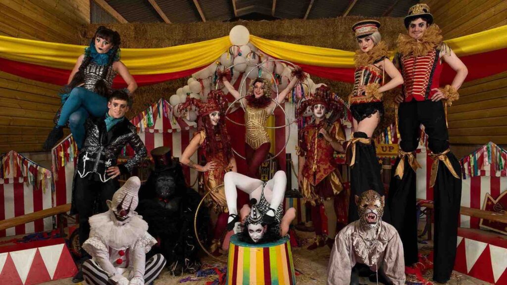 Group of circus performers for Halloween themed event 