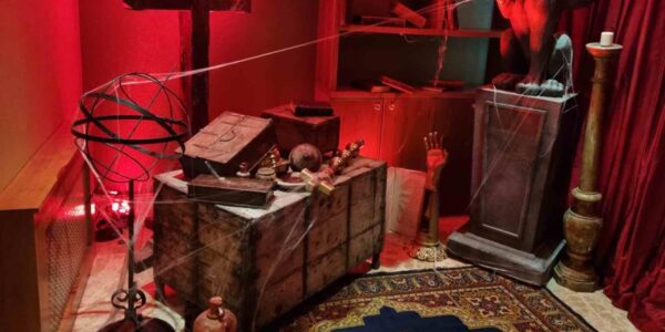 Old medieval style props used for old cult style theme.