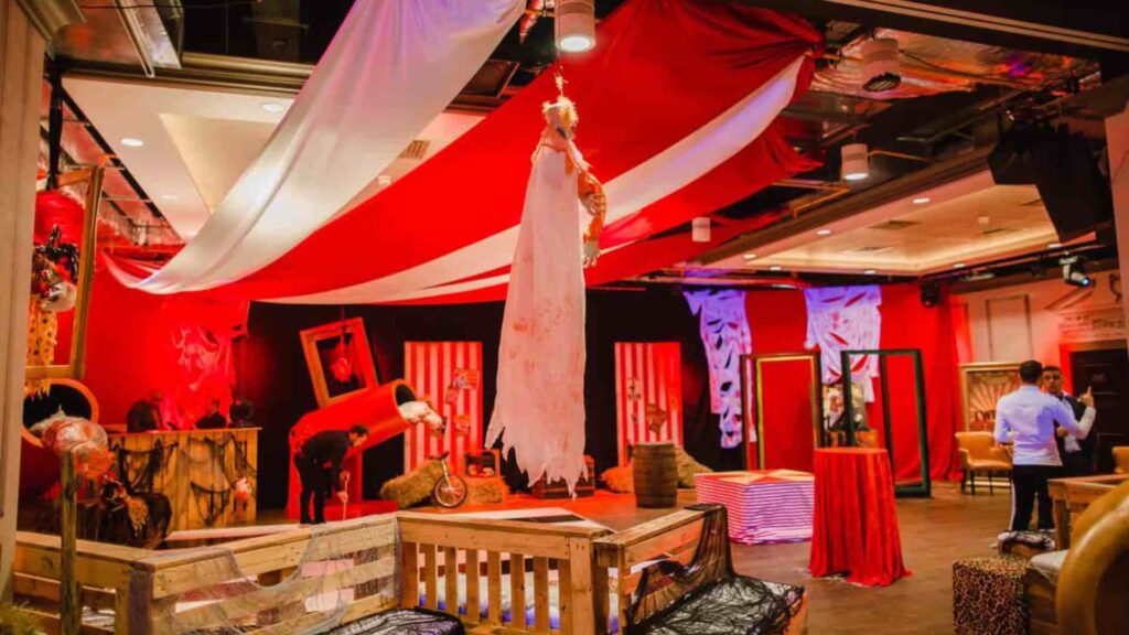 Circus themed venue transformation
