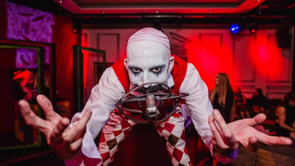 Close up of danger themed performer