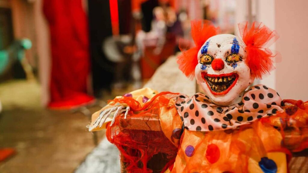 Clown prop covered in blood at event
