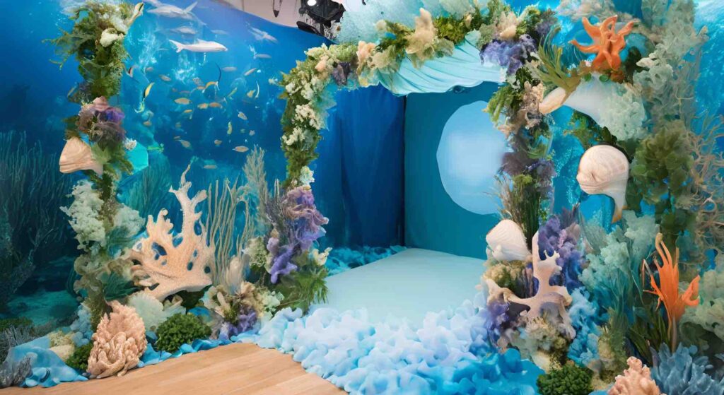 Sea themed photo installation at an exhibition
