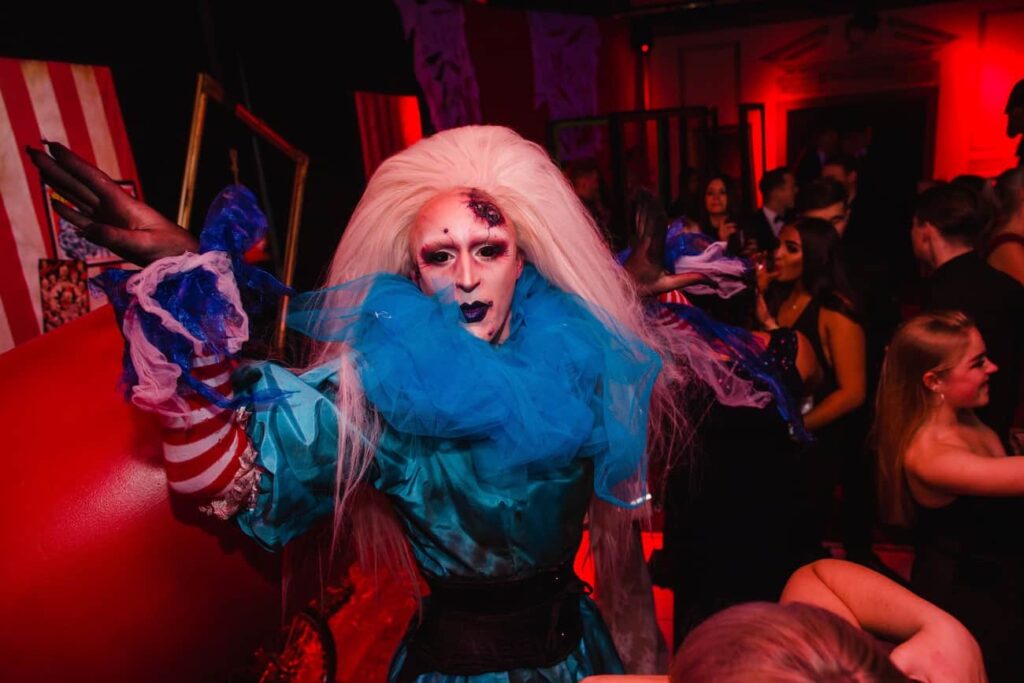 Halloween Drag Queen performer we hired for our Twisted Circus Halloween party.