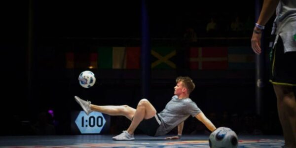 Football-Freestyler-Performing-At-Football-Themed-Event
