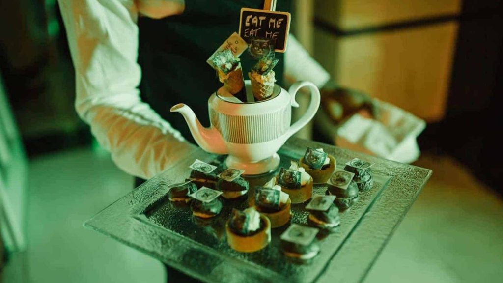 Twisted Alice in Wonderland Event Production catering services we provided for the Conrad Hotel in London.