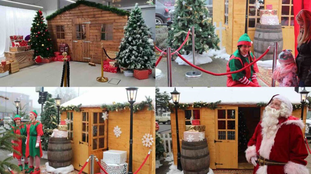 Wooden Santa's Grotto experience collage
