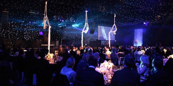 Aerial Silk Dancers performing at a Great Gatsby themed corporate gala dinner and awards ceremony.