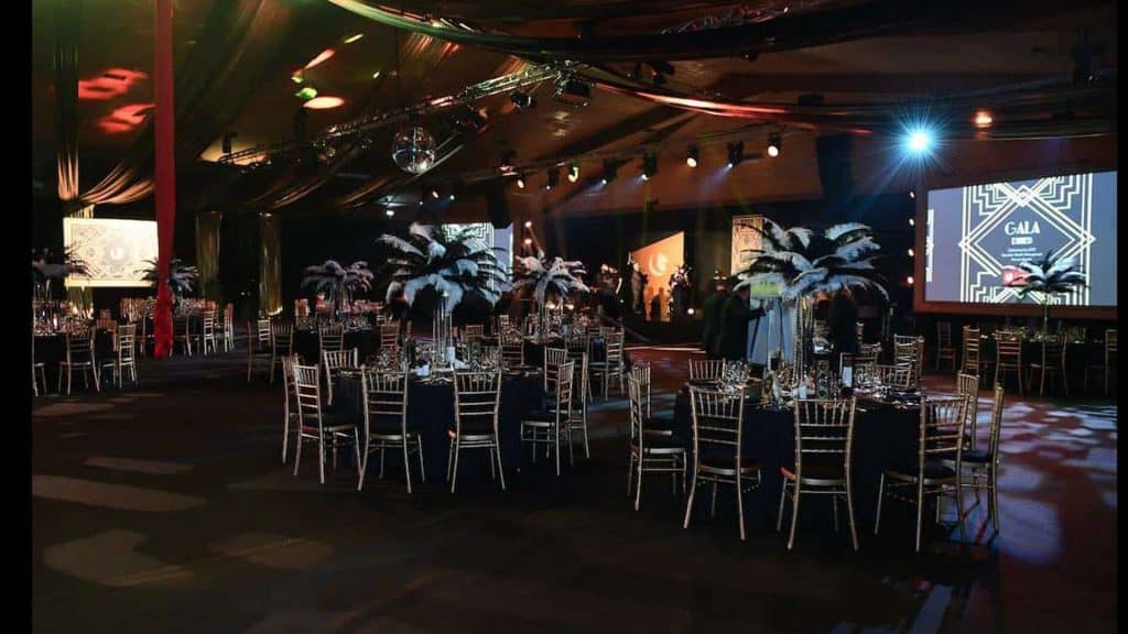 Great Gatsby inspired Gala Dinner using our Bespoke Venue dressing and Event Management services