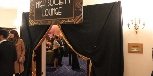 Great Gatsby Gala Dinner themed event. Bespoke prop hire for entrance into venue.