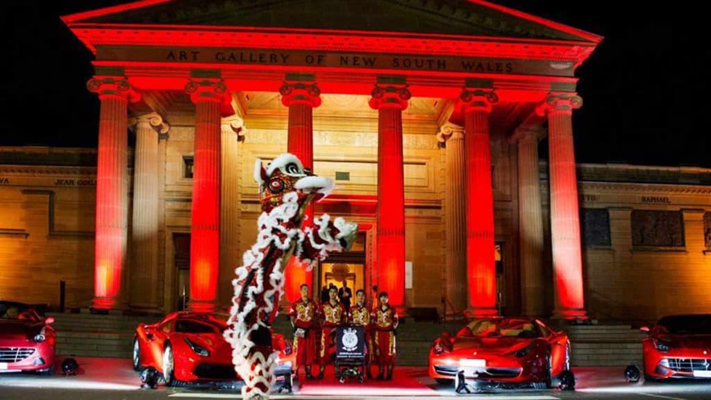Chinese New Year lion dancing performance as part of brand showcase event