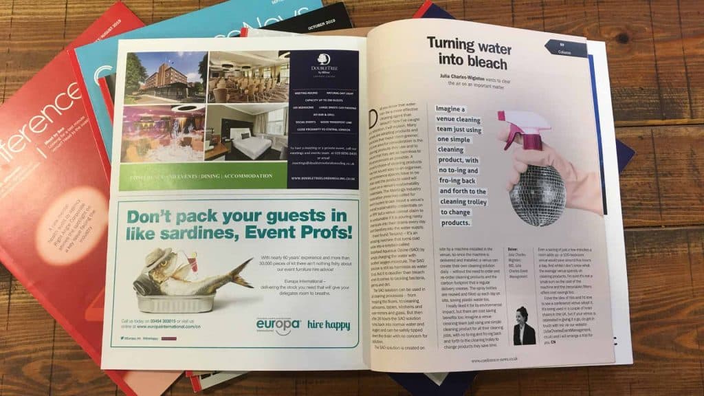 Julia Charles "Turning Water Into Bleach" article in Conference News February 2020.