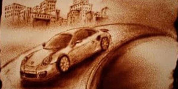 Racing-Car-Live-Sand-Drawing