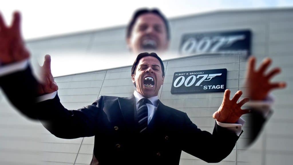 James Bond Jaws impersonator outside of a 007 movie premiere.