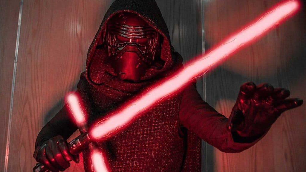 Kylo Wren character with lightsaber available to hire for futuristic Sci-Fi theme