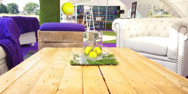 seating area for tennis themed corporate event