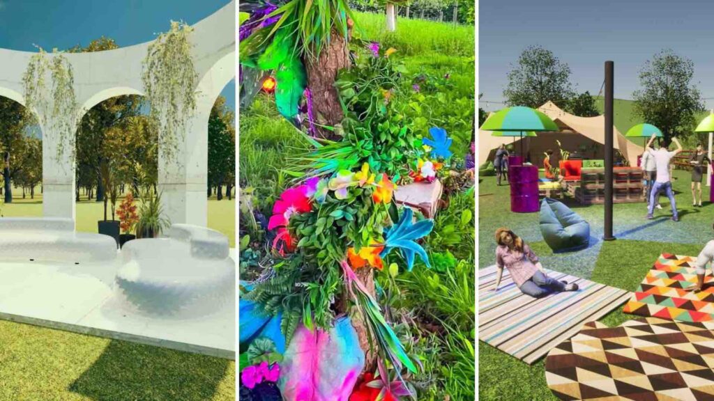 Beach themed party ideas including white party, bright flowers and beach festival.