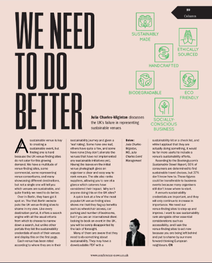 Conference News March 2020 "We Need To Do Better" article.