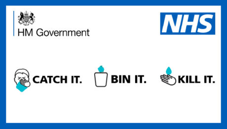 HM Government NHS "Catch It. Bin It. Kill It" slogan.