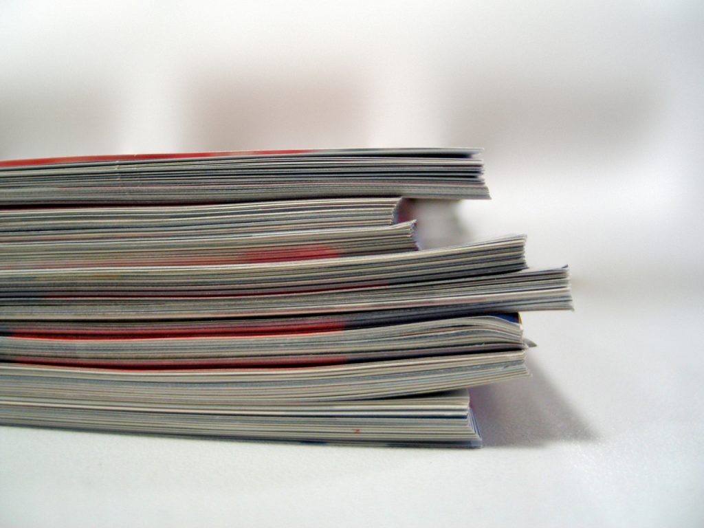 Stack of magazines.