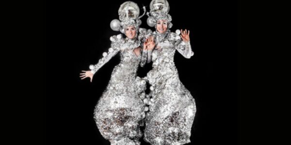 Silver-Glitter-Stilt-Performers