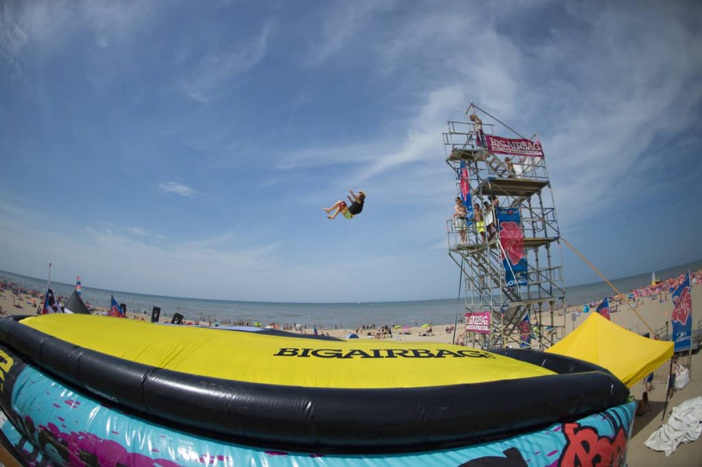Giant Airbag on beach available to book as an extreme sports attraction for events across the UK and Worldwide.