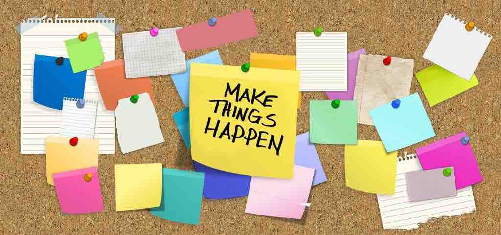 Bulletin board list of tasks for event manager.