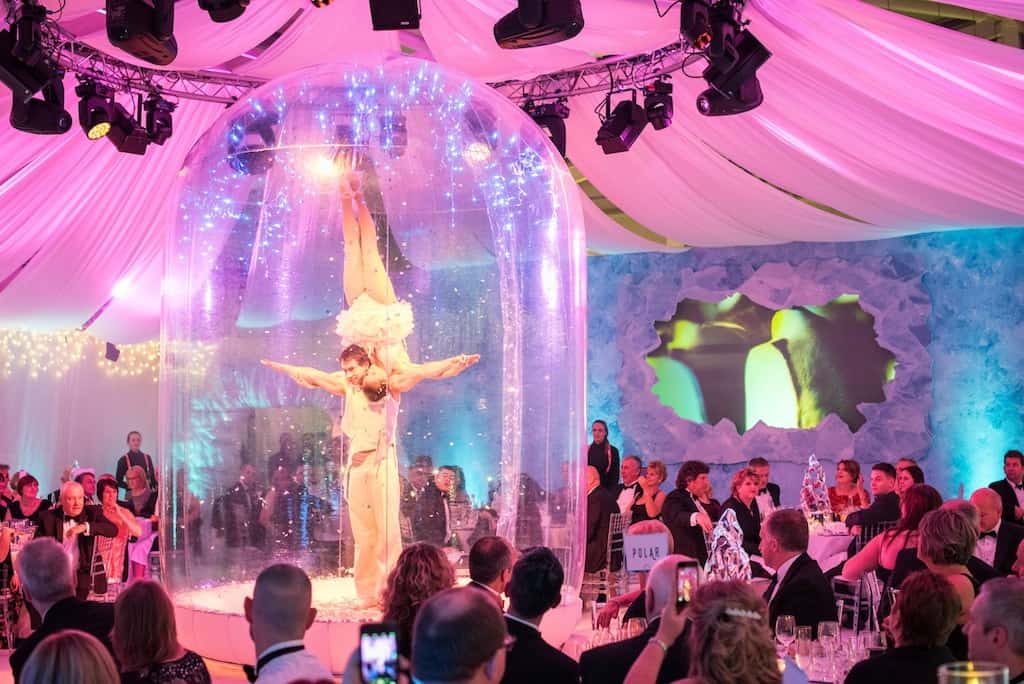 Christmas Corporate Entertainment Snowglobe Act for parties