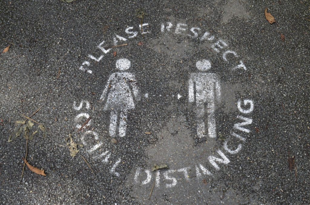 Social distancing marker used to guide guests on where to stand at wedding venues