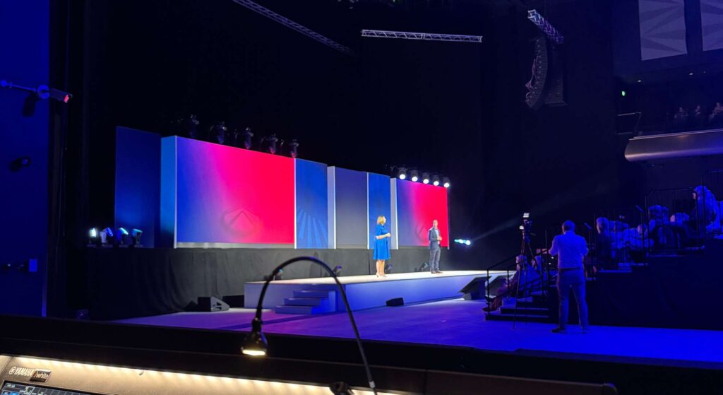 Professional conferences organisers managing corporate set-up in London for a retailer event.