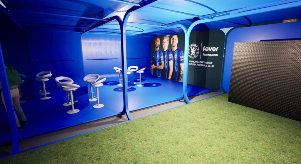 Creative event design showcasing an airclad fan zone installation.