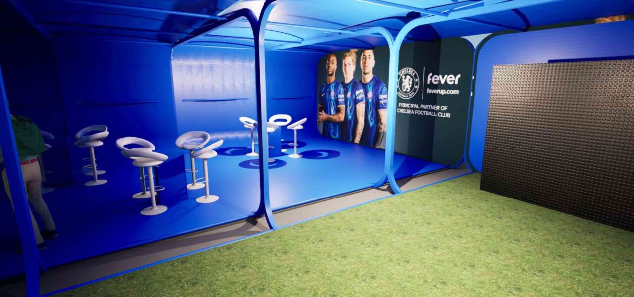 Creative event design showcasing an airclad fan zone installation.