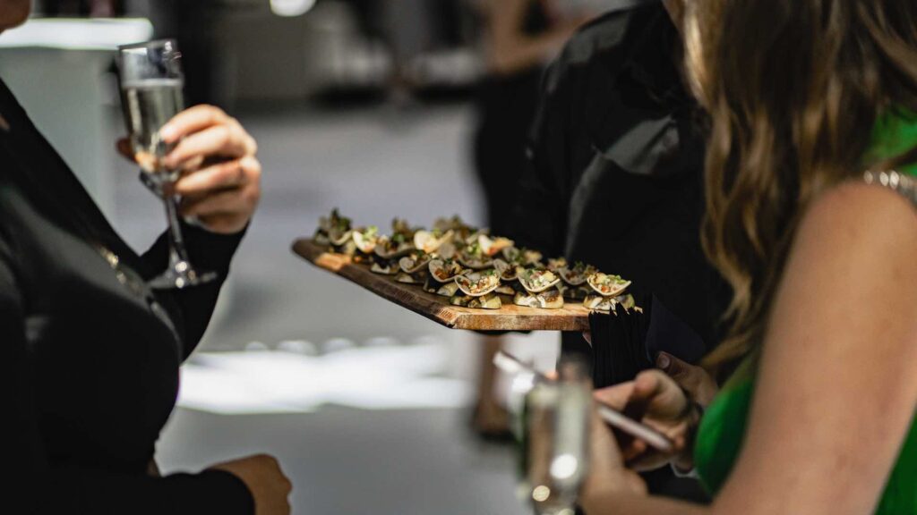 Beautiful catering being served at a product launch event in London.
