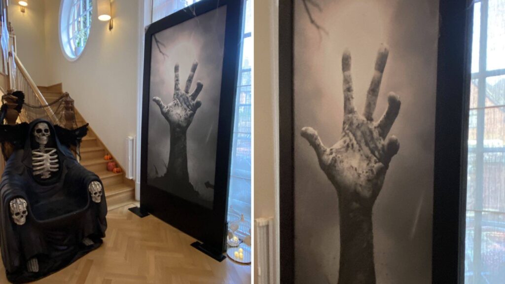 Bespoke scary hand canvas used to decorate the interior of a home.