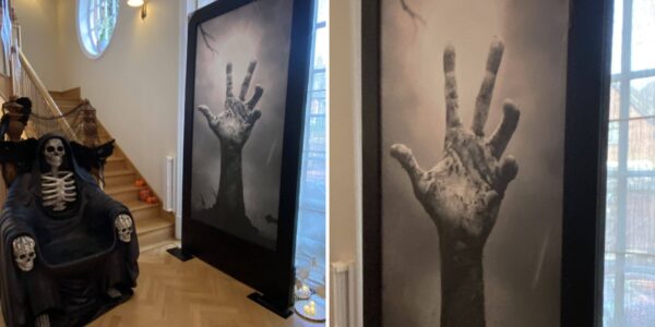 Bespoke scary hand canvas used to decorate the interior of a home.