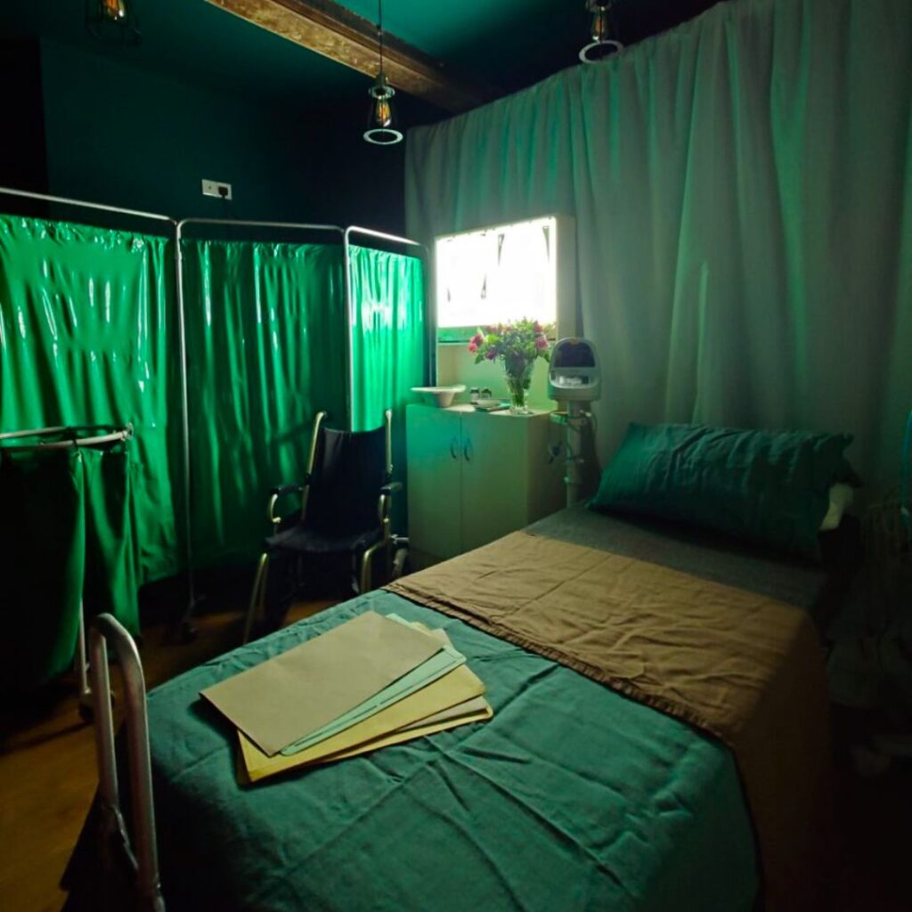 A set design featuring realistic hospital theming for a riot squad music video.