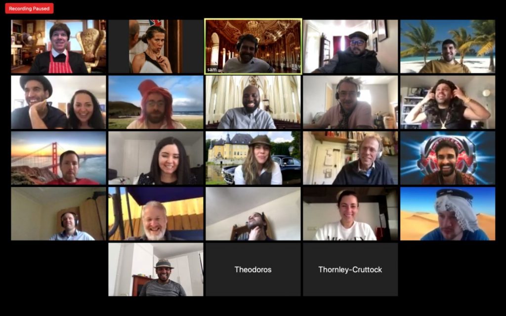 Virtual Murder Mystery guests on a zoom call.