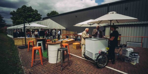 Transform outdoor spaces with sustainable solutions such as catering carts, pallet furniture and marquees. like we did for Rotable Repairs.