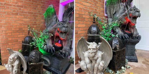 Gargoyles and exterior Halloween house decoration used for house dressing.