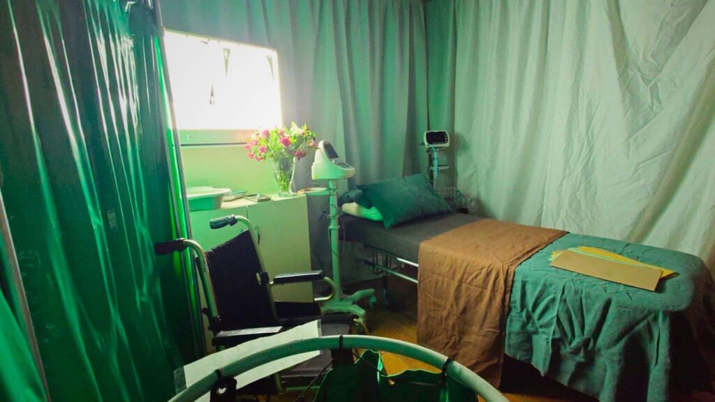 Set design featuring realistic hospital props for a set design.
