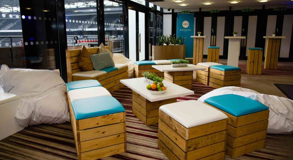 We installed this bespoke palette furniture for the xero conference as part of our sustainable event services.